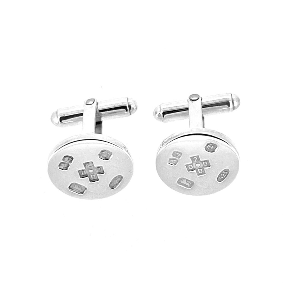 Swivel back millennium cufflinks in sterling silver with commemorative hallmark design