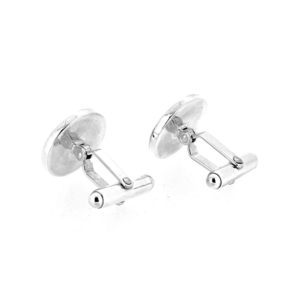 Pair of vintage silver cufflinks with round 16mm fronts and hallmark display
