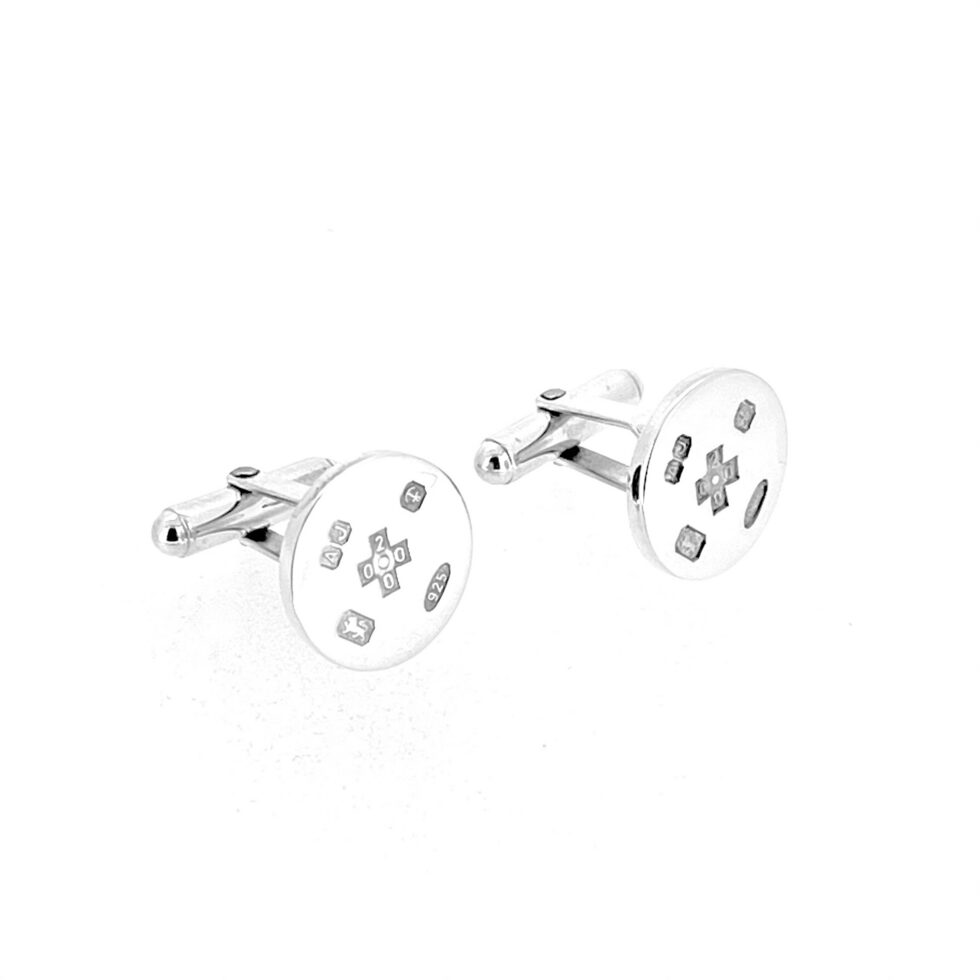 Birmingham hallmarked sterling silver cufflinks with millennium 2000 mark and AJ maker’s mark