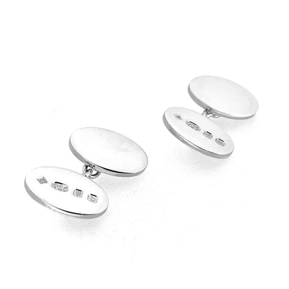 Vintage Alfred Dunhill sterling silver oval cufflinks hallmarked in London for 2001
