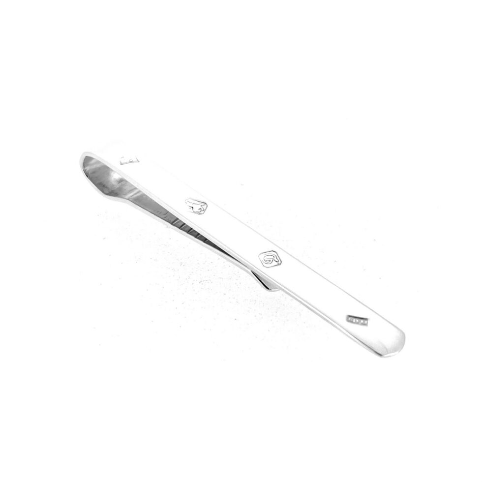 Vintage sterling silver tie clip with front display hallmarks and Birmingham 1978 date letter