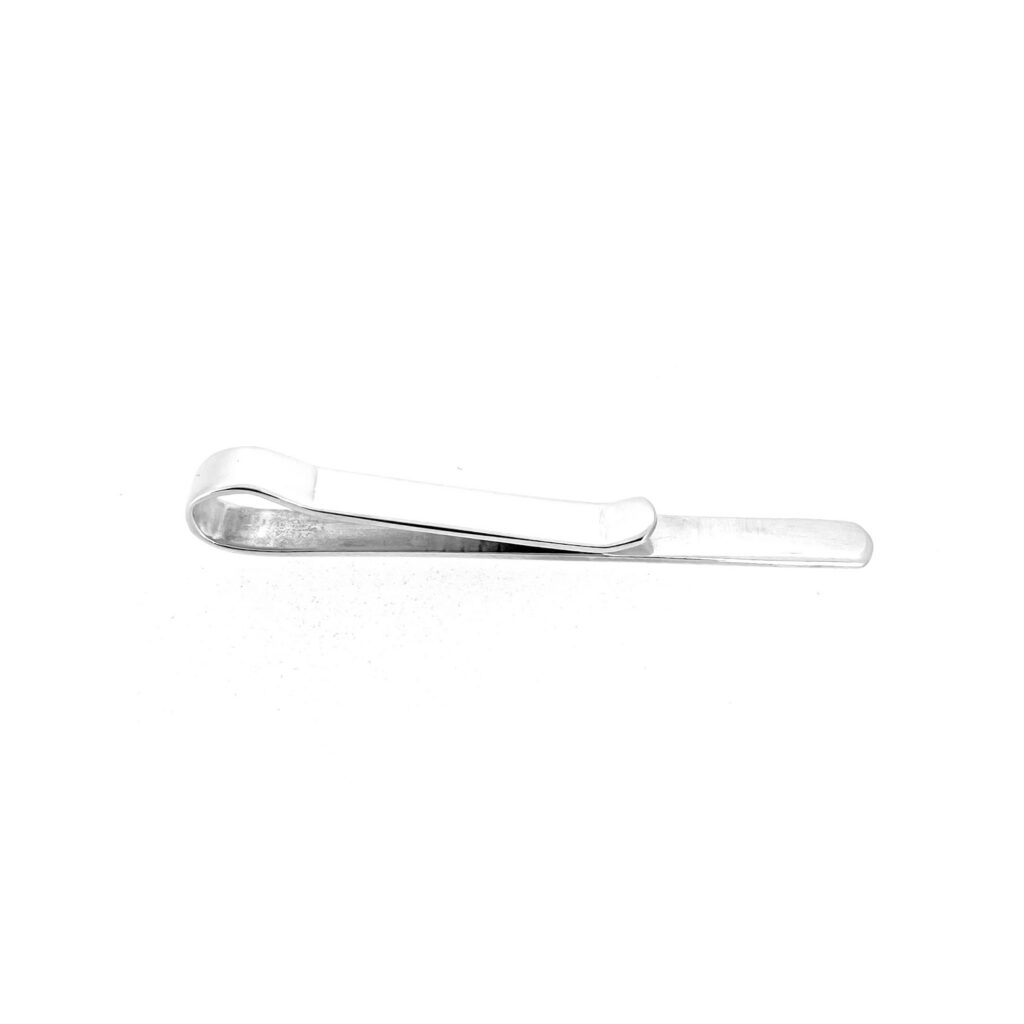 Hallmarked silver tie clip measuring 65mm long with plain polished finish