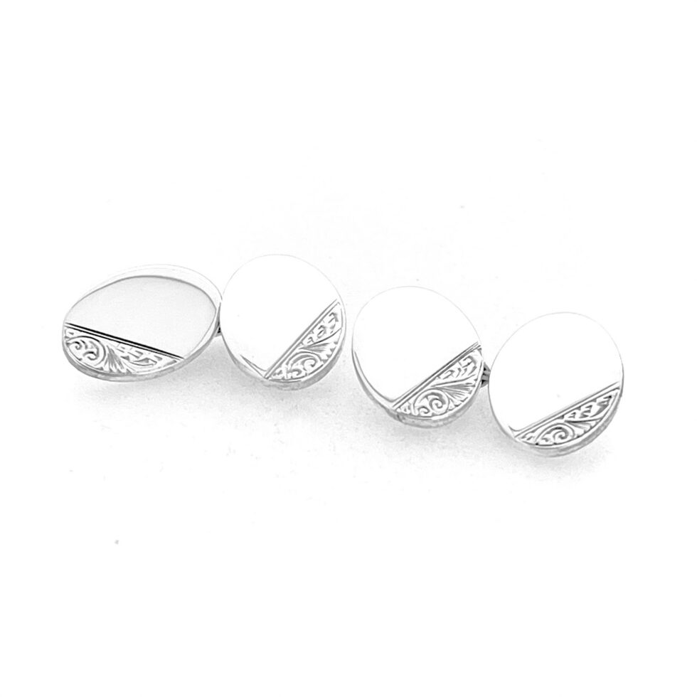 London hallmarked 1960 sterling silver cufflinks with classic chain link fittings