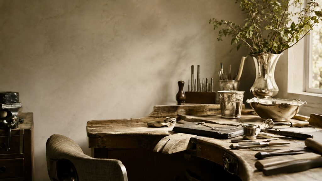 vintage jewellers bench and workshop